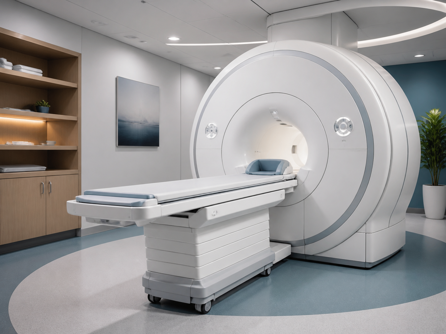 Modern diagnostic imaging suite with an MRI machine
